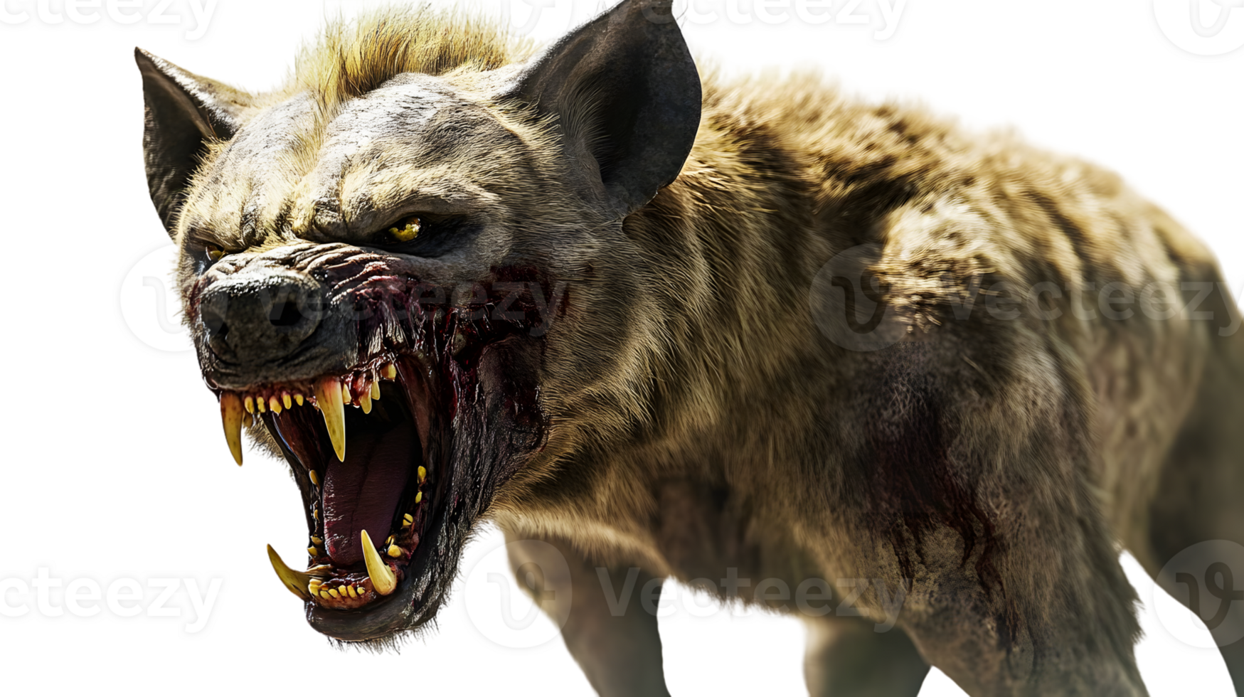 Aggressive Hyena snarling bloody wild animal fierce canine predator digital art fantasy png