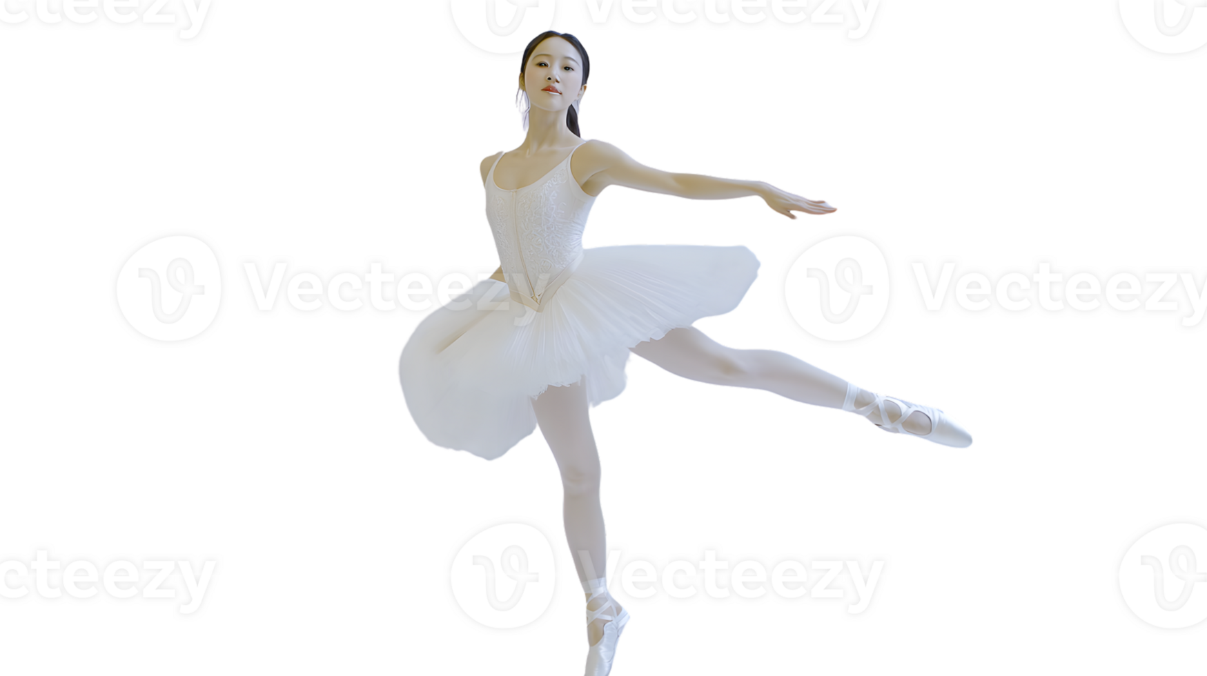 Ballet Dancer in White Tulle Tutu Graceful Pose Studio Shot png