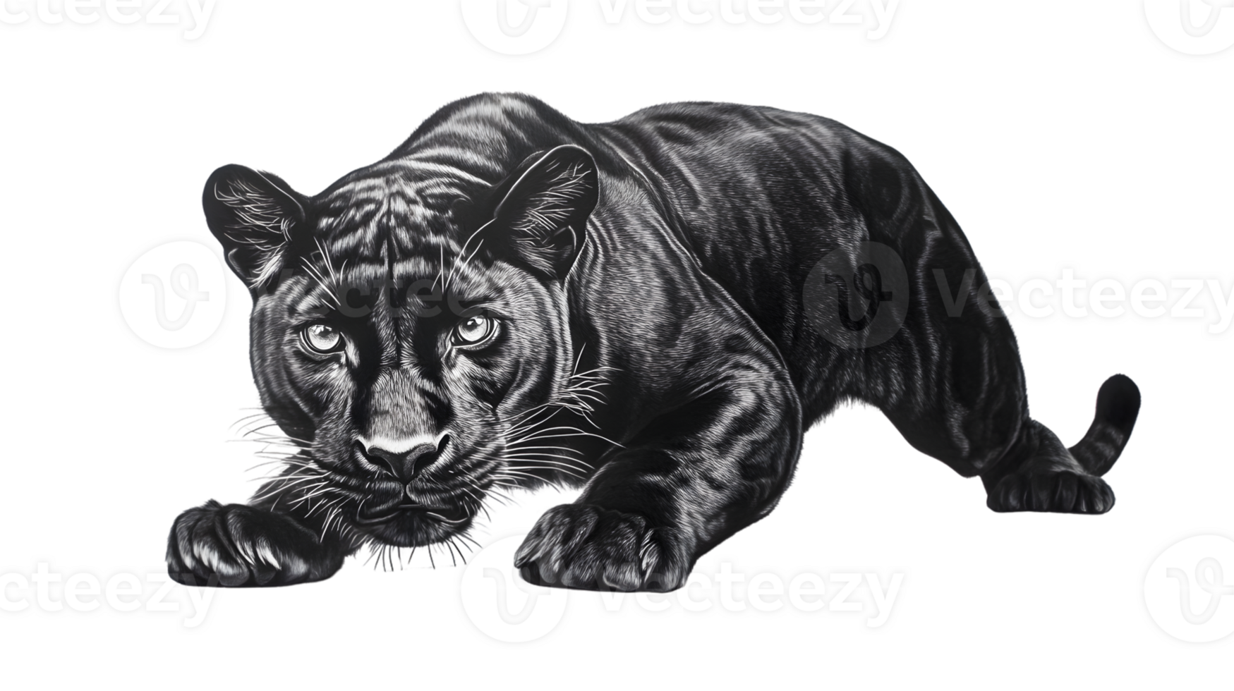Black Panther in Motion A Detailed and Dynamic Illustration of a Feline Predator Perfect for png