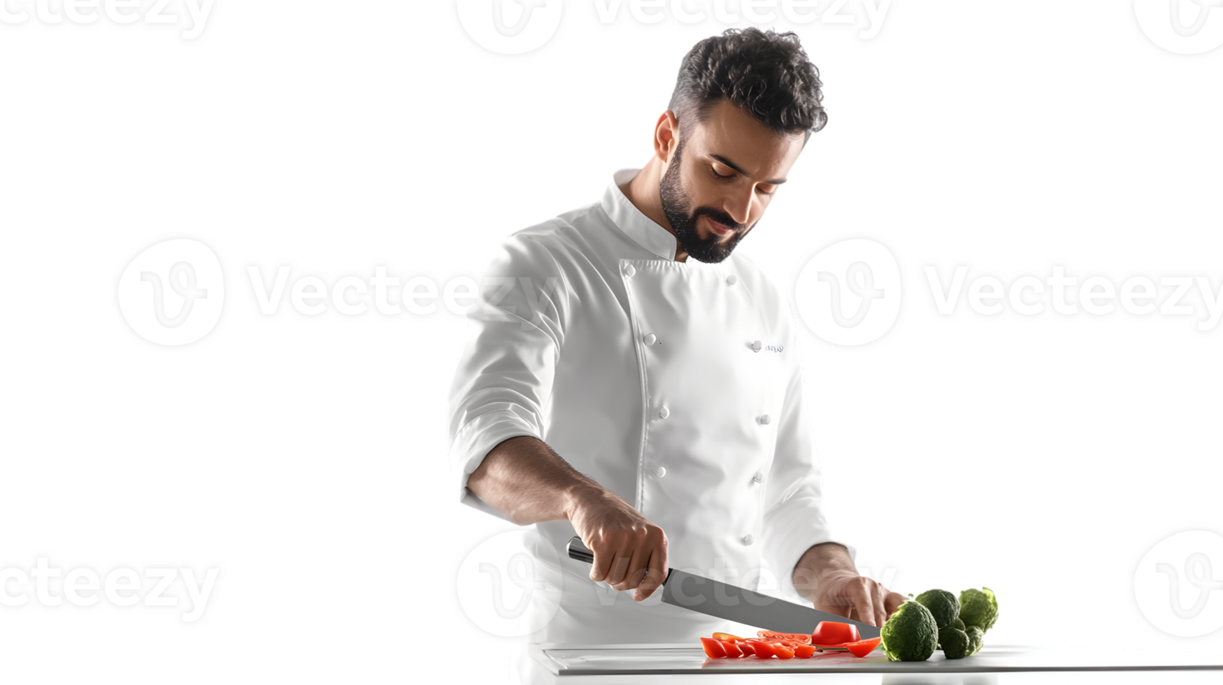 Chef in Action Cutting Vegetables with Precision and Skill for Culinary Excellence png