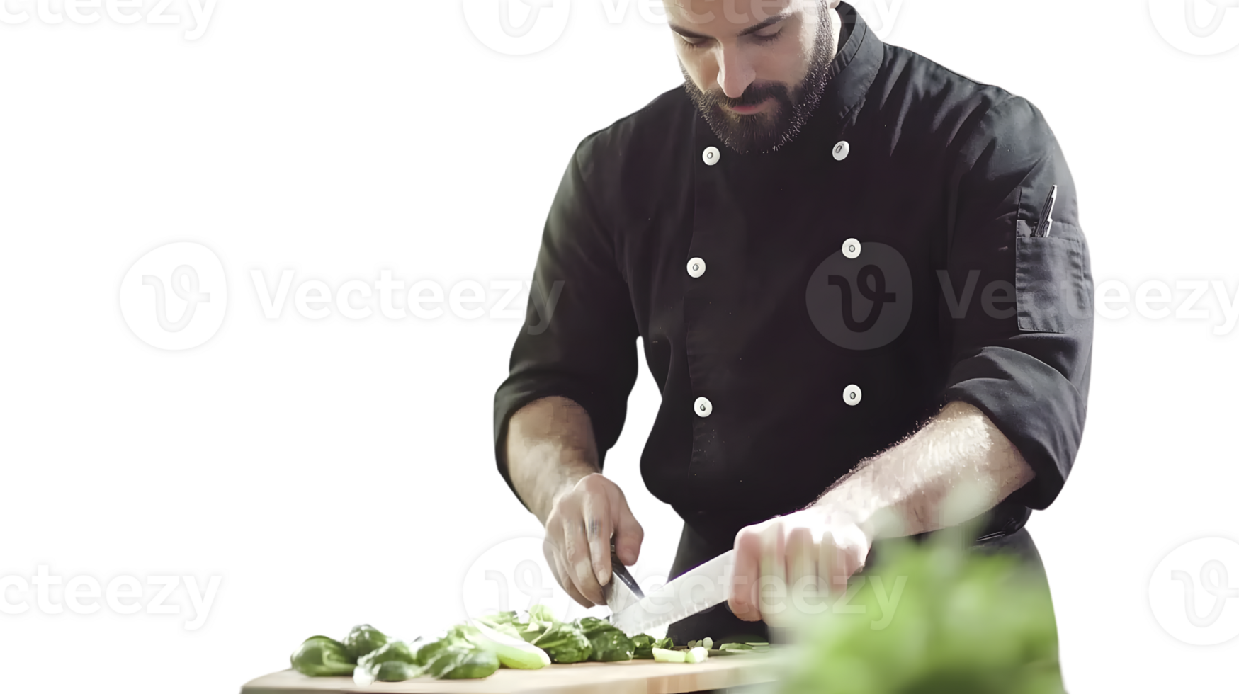 Chef in Action Cutting Fresh Vegetables with Precision and Skill for Culinary Excellenc e png