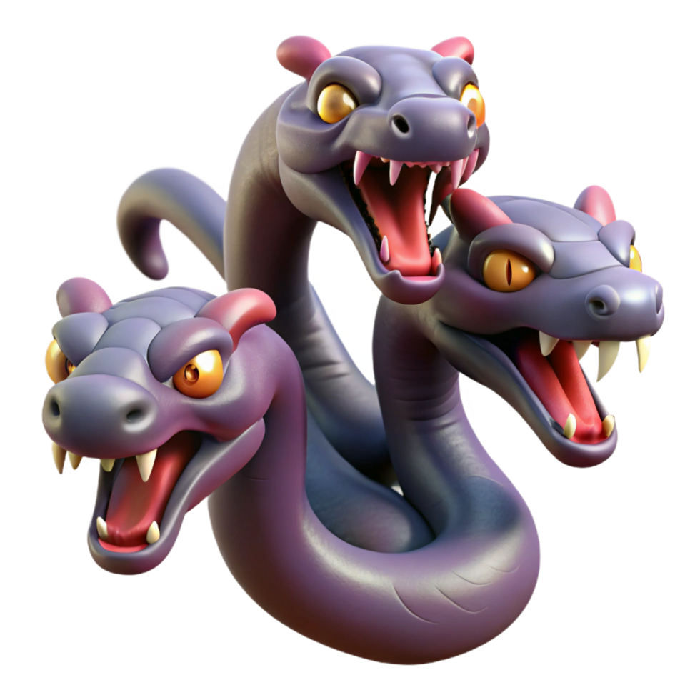 magnificent abstract Hydra, multi-headed serpent, several heads visible, detailed png