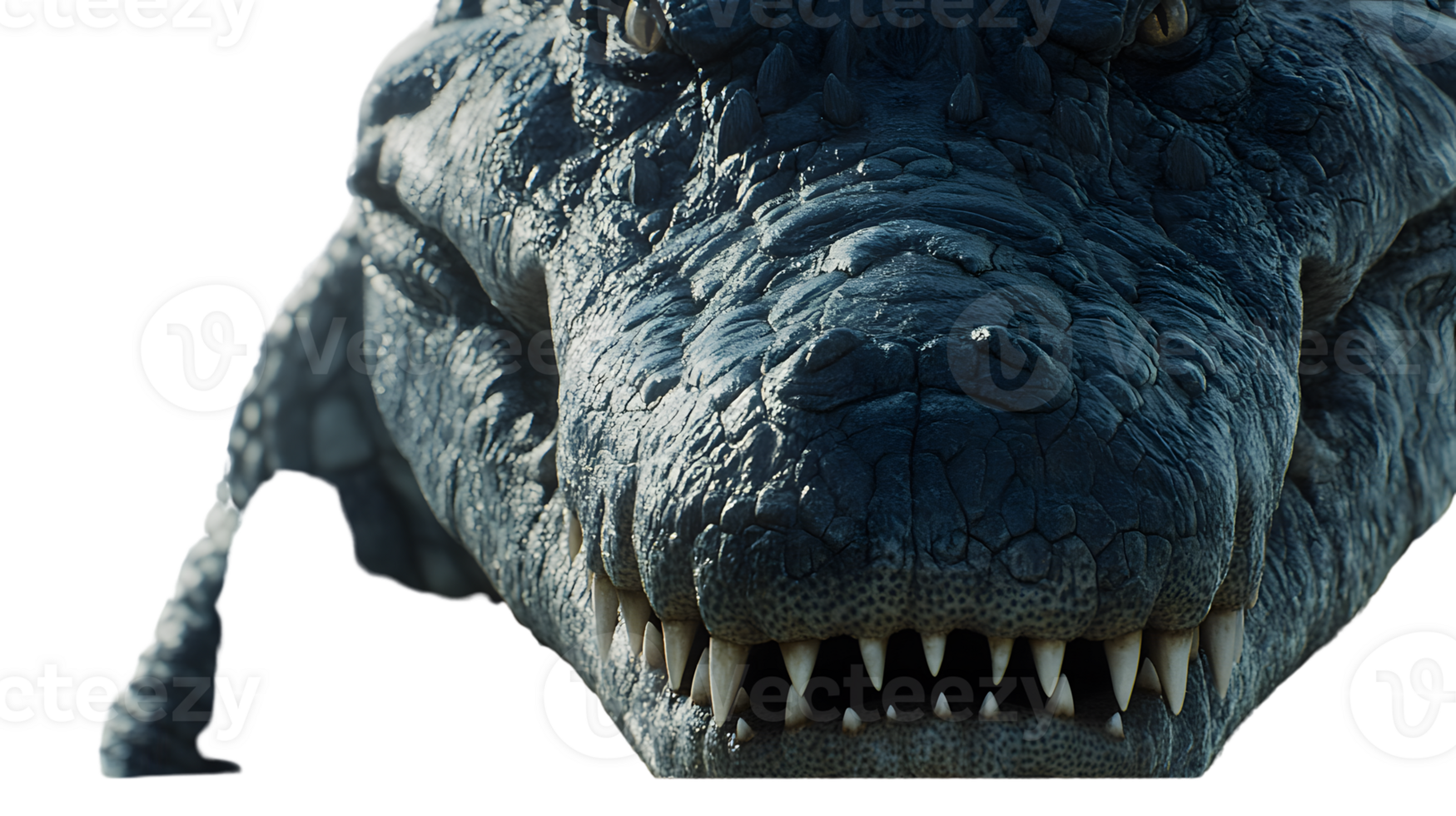 Closeup of a reptiles head sharp teeth detailed texture dark tones animal portrait wildl png