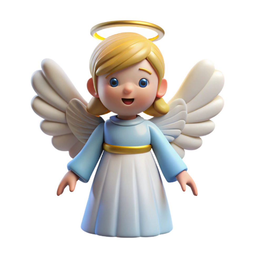 magnificent modern Angel, winged celestial being, halo, authentic png