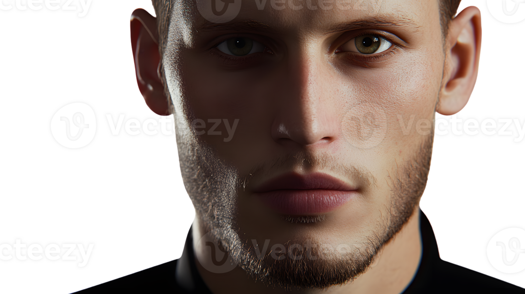 CloseUp Portrait of a Man with Detailed Facial Features and Expressive Eyes png