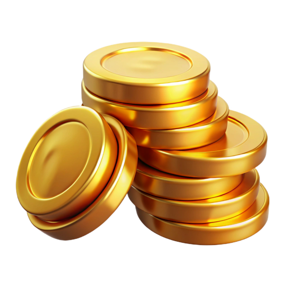 impressive modern A stack of gold coins, gleaming and reflective, original png
