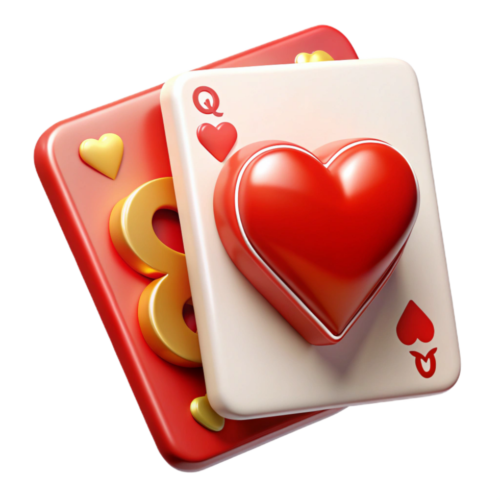 dramatic modern A single playing card, the Queen of Hearts, genuine png