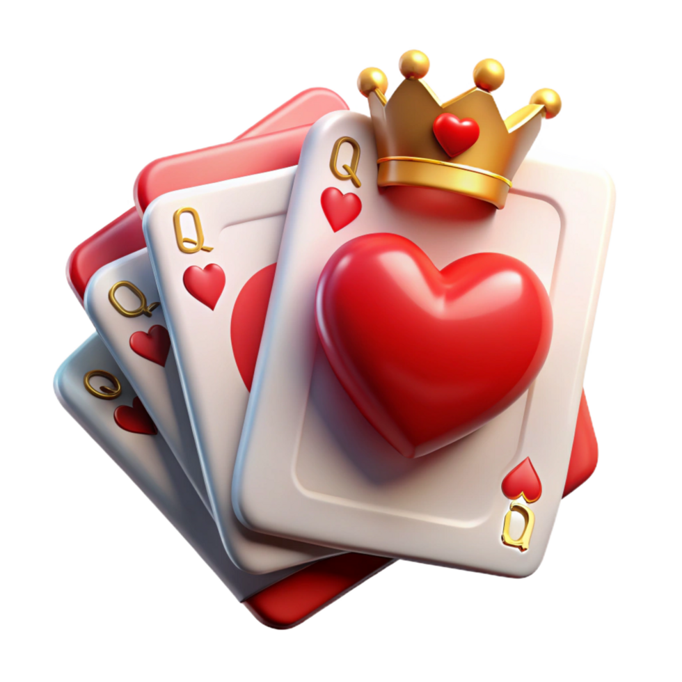 dramatic contemporary A single playing card, the Queen of Hearts, genuine png