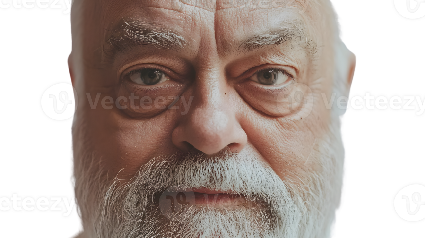 Closeup portrait of a senior man with a beard png