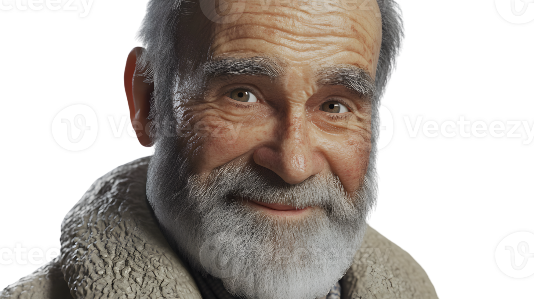 Closeup portrait of a smiling senior man with a white beard png