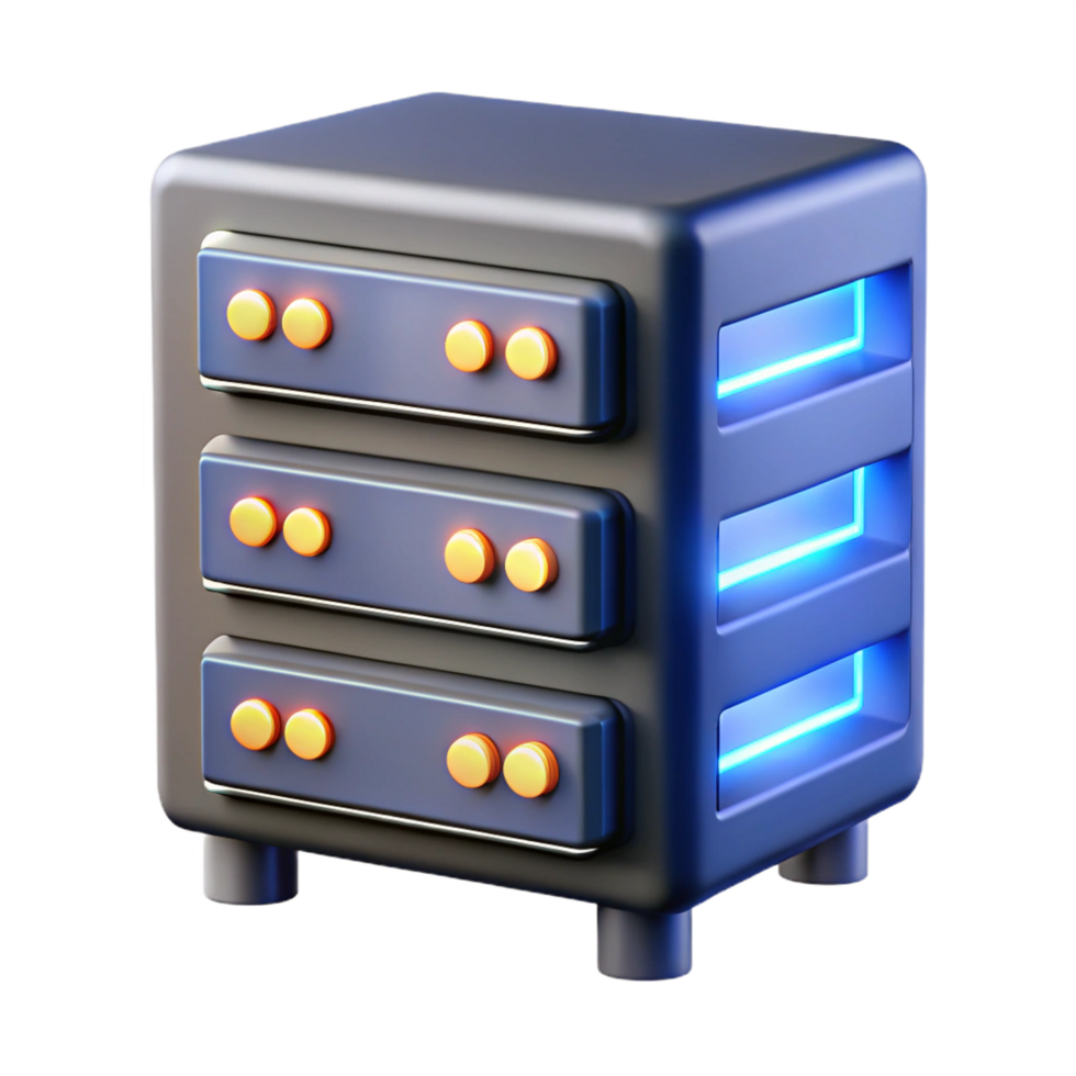 elegant vintage Server rack with blinking lights 4K png