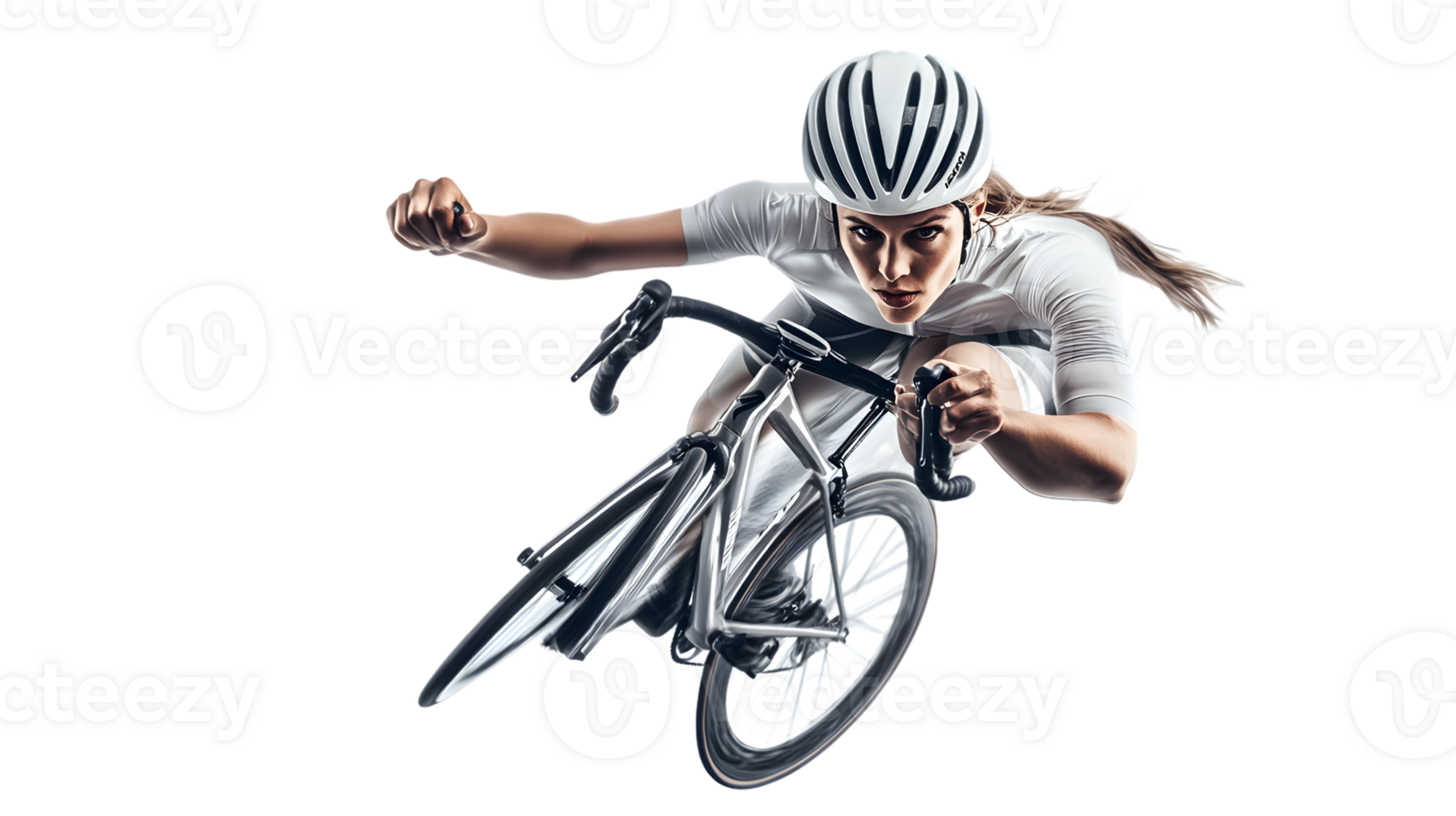 Dynamic Cyclist in Motion A Professional Racer on a HighSpeed Bicycle Wearing Safety Gear an png