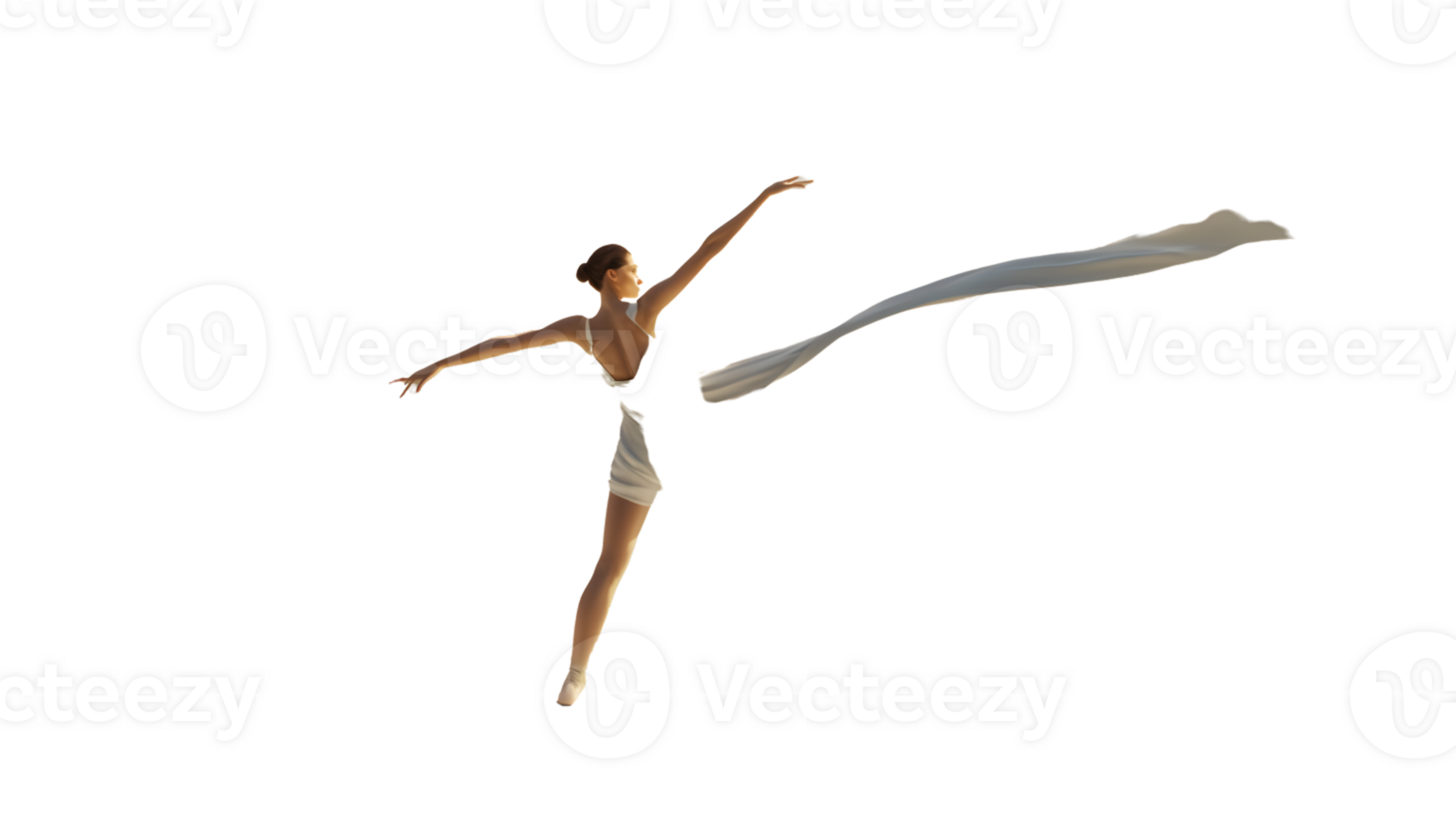 Elegant Ballerina in Graceful Pose with Flowing Fabric Perfect for Dance Art and Performance png