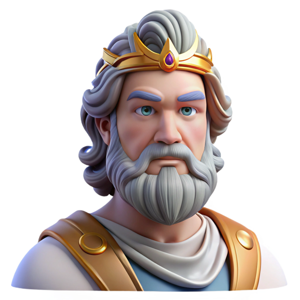 extraordinary vintage Zeus, King of the Gods, realistic portrait, 4K png