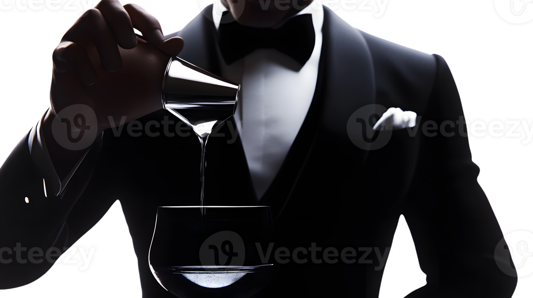 Elegant Bartender Pouring a Drink into a Glass Perfect for Luxury and Beverage Themes png