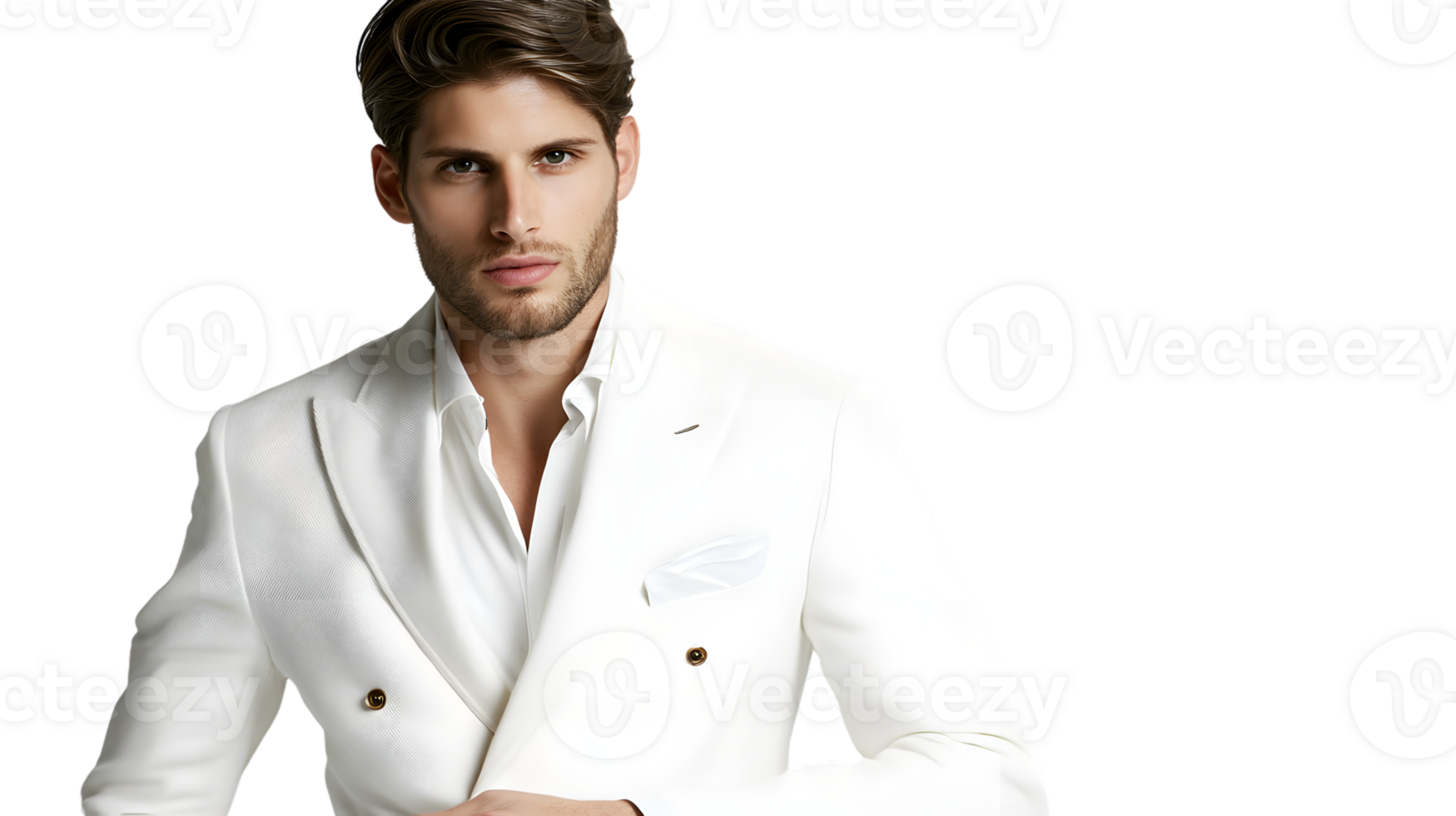 Elegant Man in White Suit Formal Attire for Business Fashion and Events png