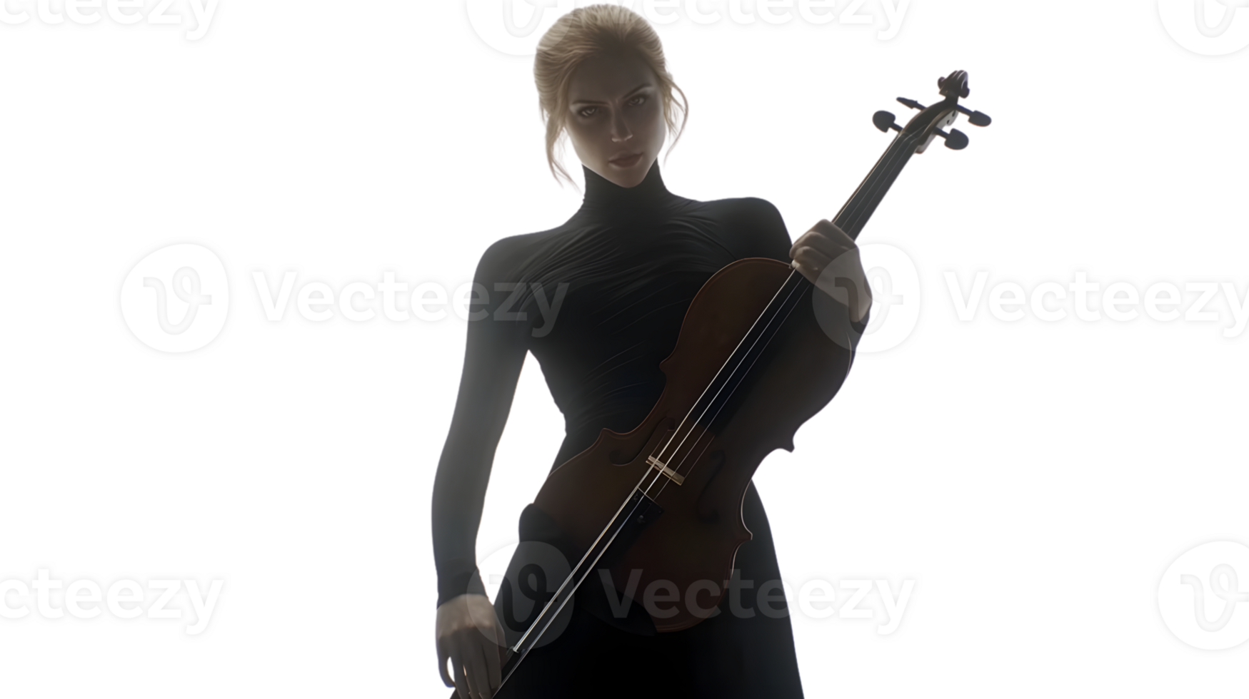 Elegant Musician with Cello A Stunning Performance in Black and White Photography png