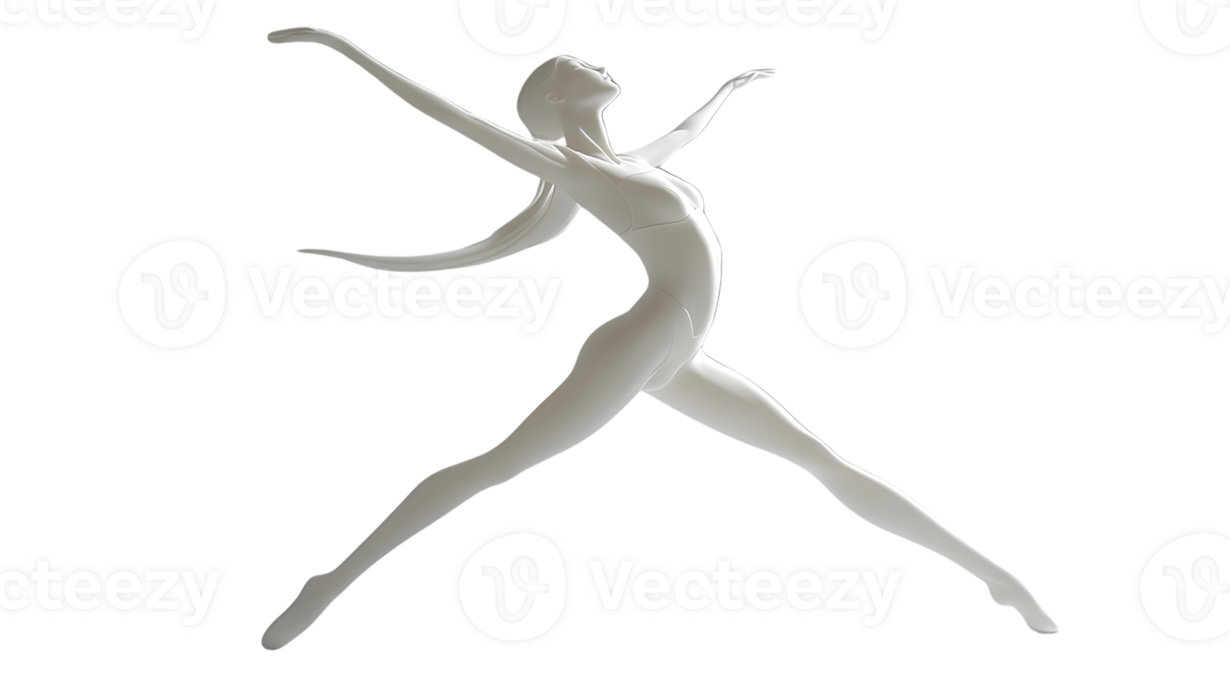Elegant White Sculpture of a Dancer in Graceful Pose Ideal for Artistic and Creative Projects png