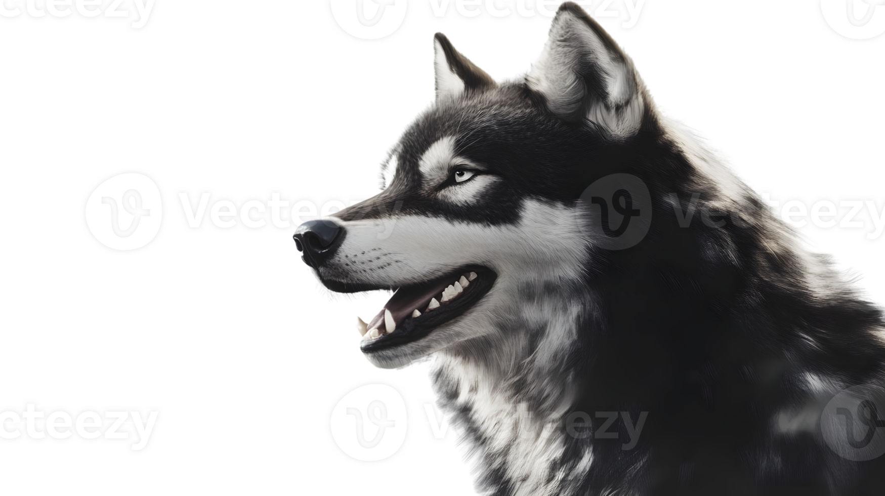 Fierce Canine Profile with Open Mouth and Sharp Teeth Detailed Animal Illustration for Wildlif png