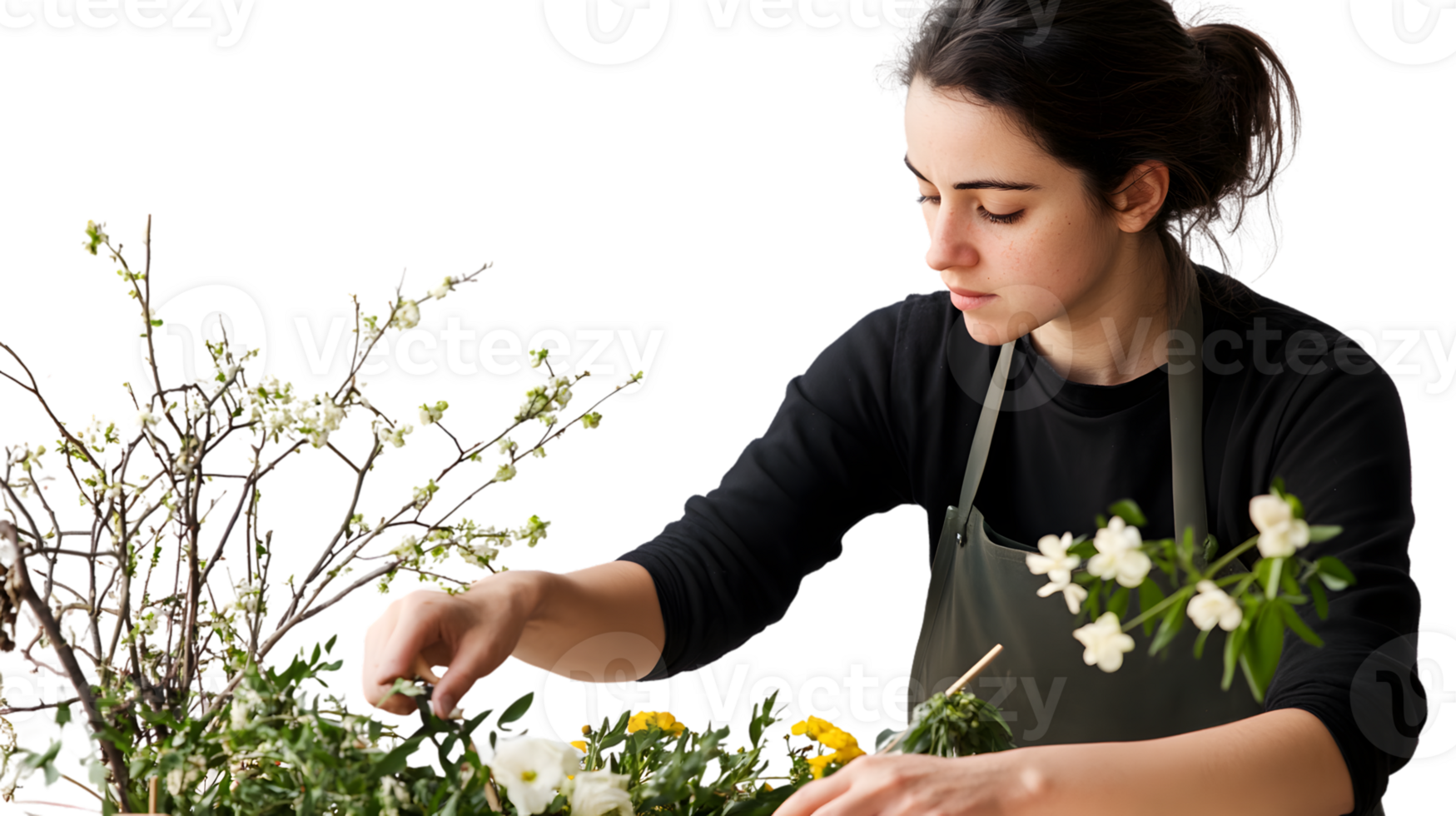 Floral Arrangement Creation Woman Arranging Flowers Spring Flowers Botanical Design Flower png