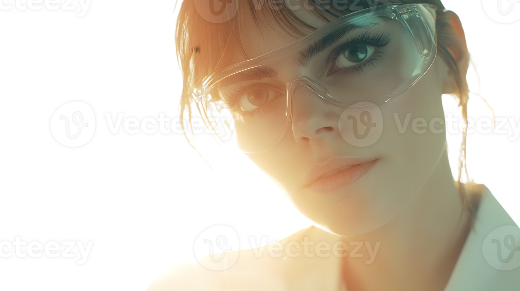 Futuristic Woman with Transparent Glasses A Blend of Technology and Human Features for Modern png