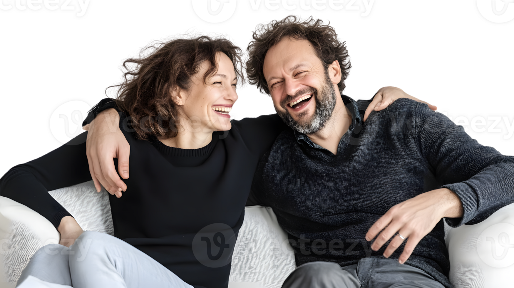Happy Couple Relaxing on a Sofa png