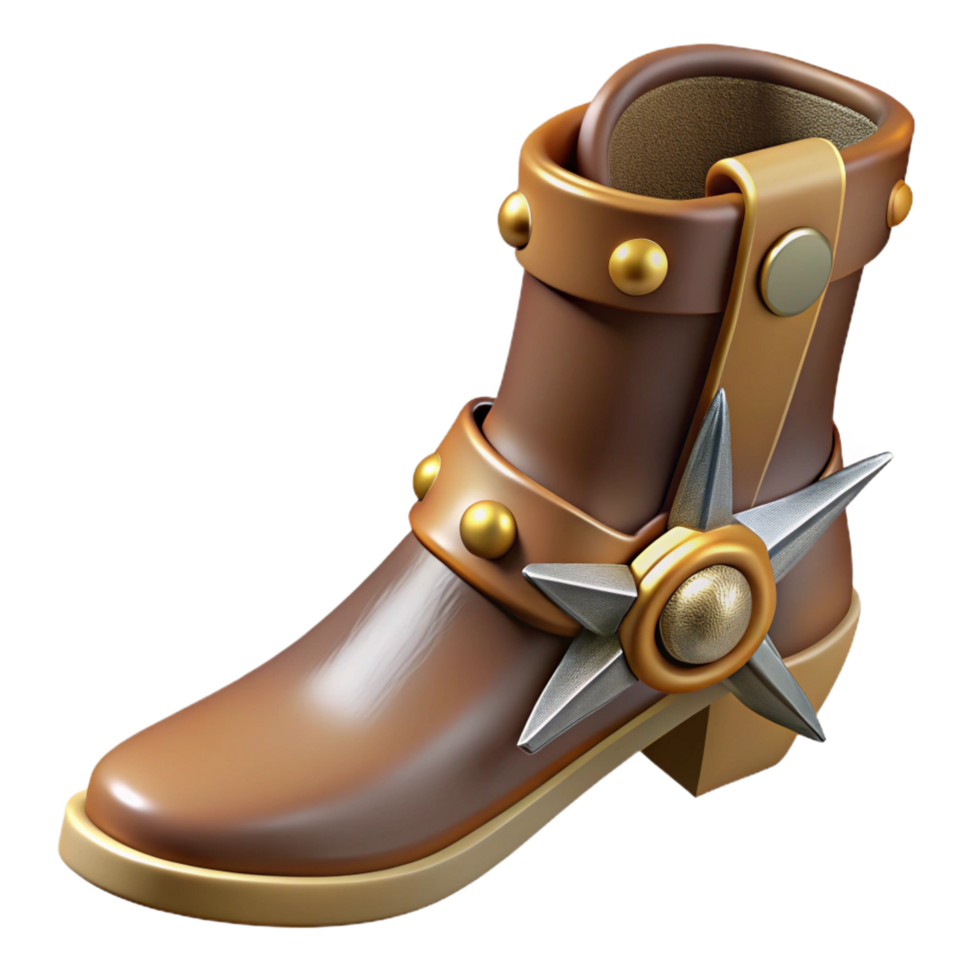extraordinary rustic Steampunk boot spur with a sharp point and a brass rowel high quality png
