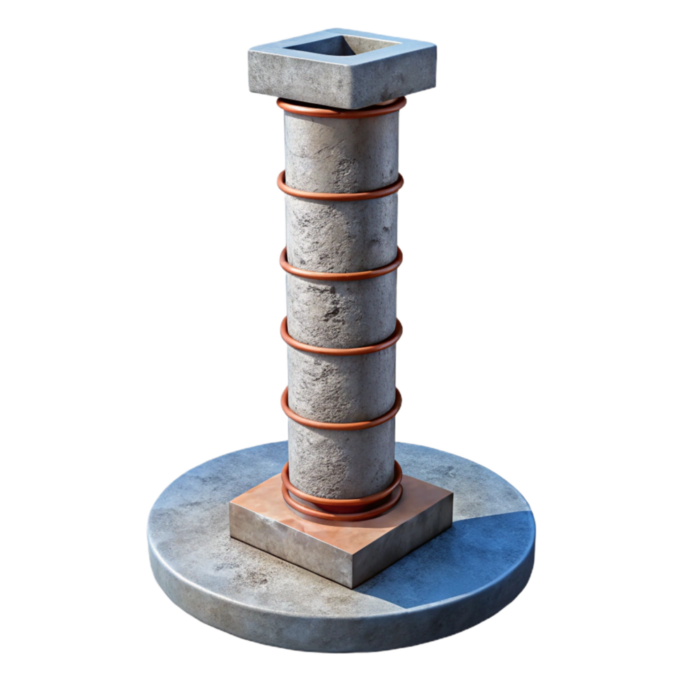 stunning modern Concrete pillar with rebar exposed high resolution png