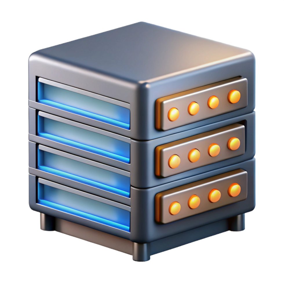serene traditional Server rack unit with blinking lights authentic png
