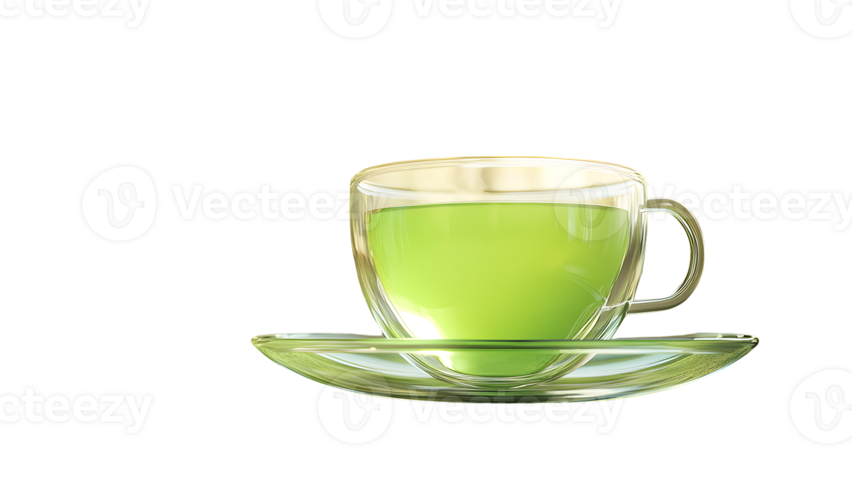 A refreshing cup of green tea in a transparent glass perfect for health and wellness themes png