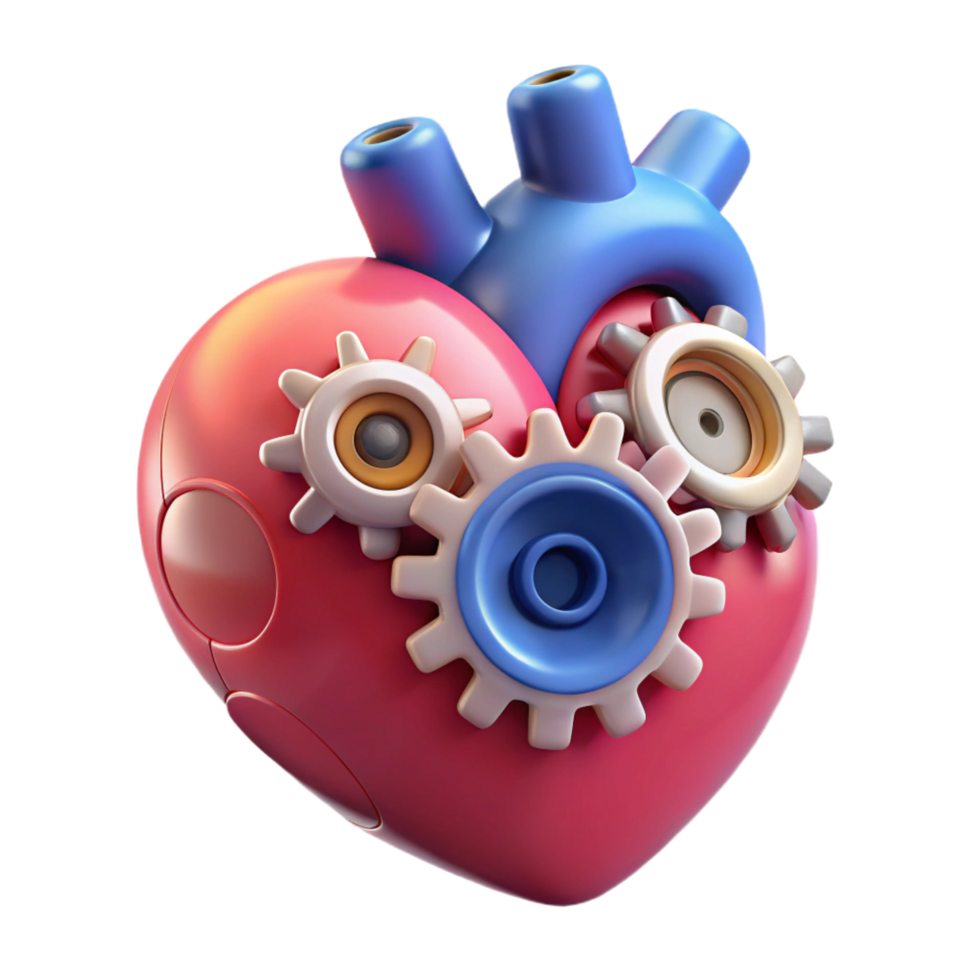 vibrant vintage A human heart made of gears and clockwork, original png