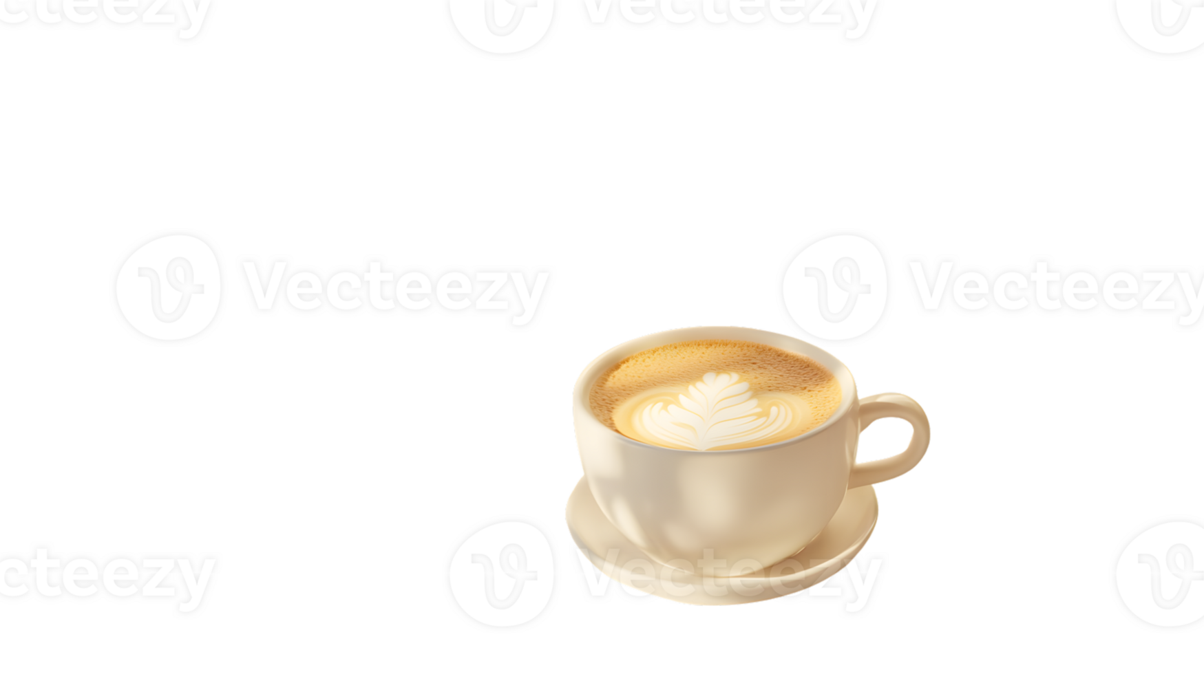 A steaming cup of coffee with latte art on a black background perfect for culinary and bevera png