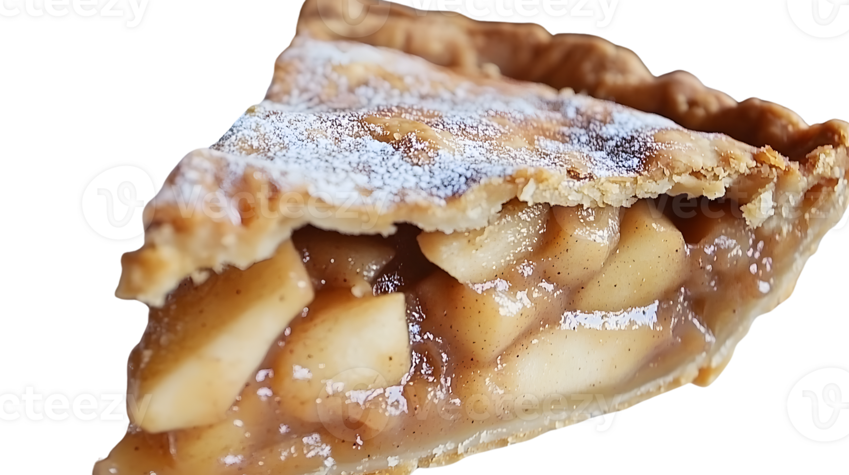 A slice of delicious apple pie with flaky crust and sweet filling perfect for dessert menus or png