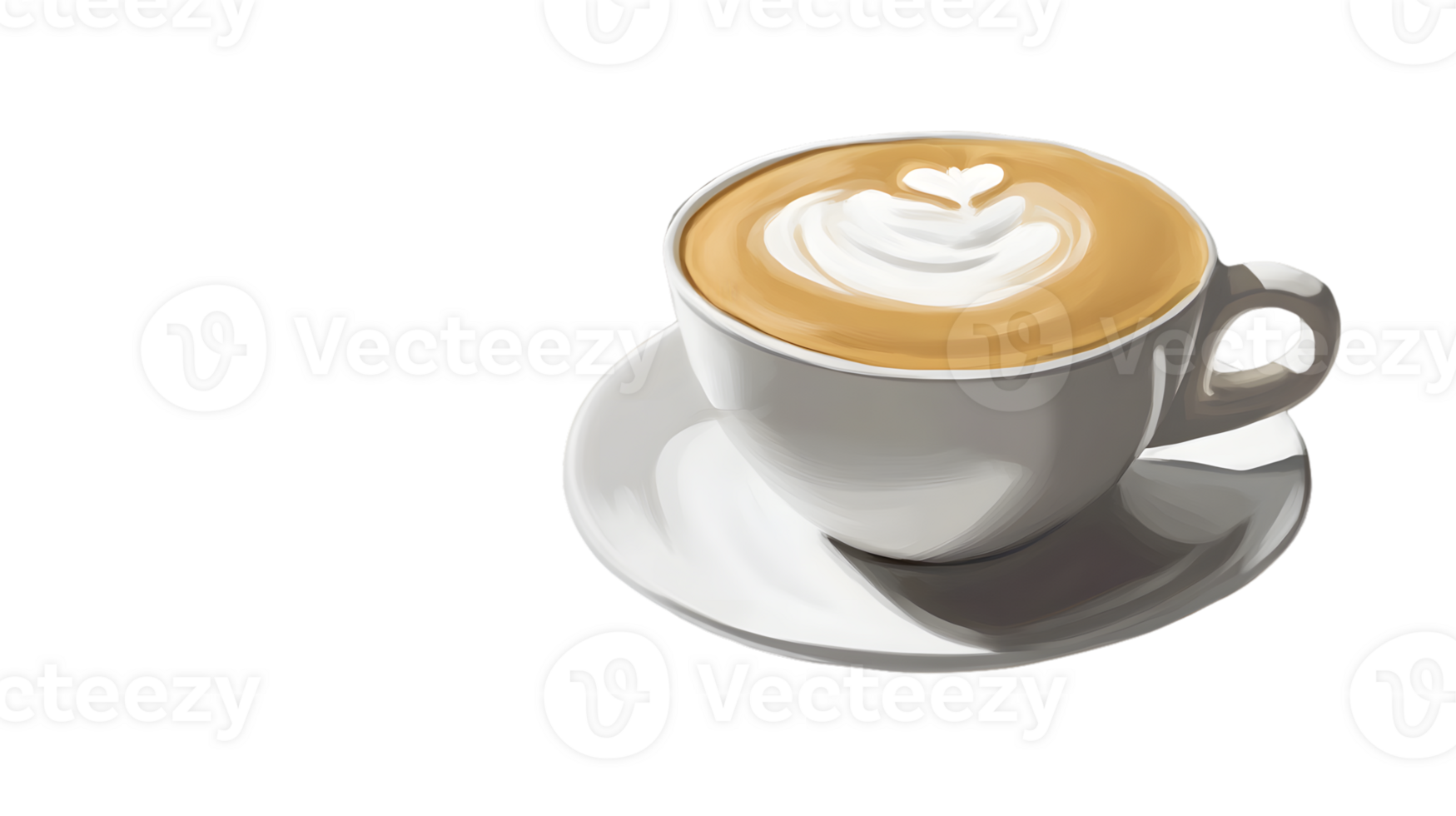 A steaming cup of coffee with latte art on a saucer perfect for breakfast or coffee shop them e png