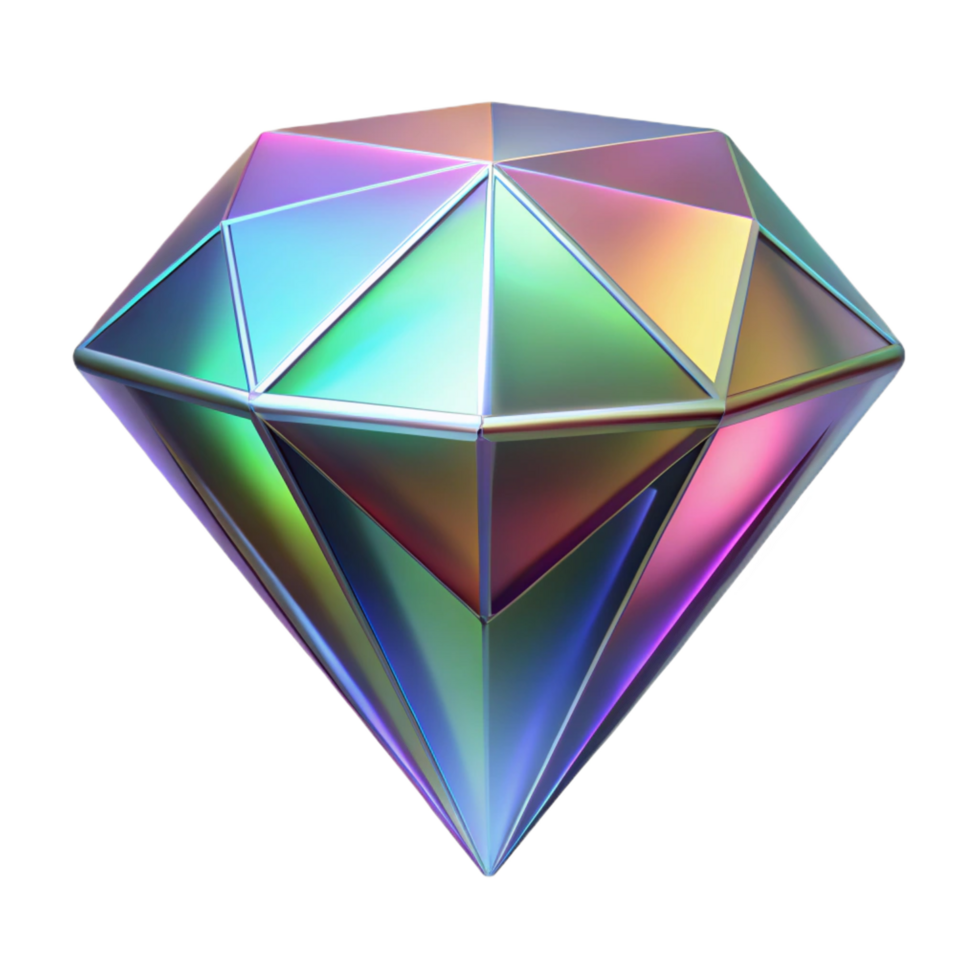 vibrant rustic A single, perfect diamond with facets that refract rainbow light, exclusive png