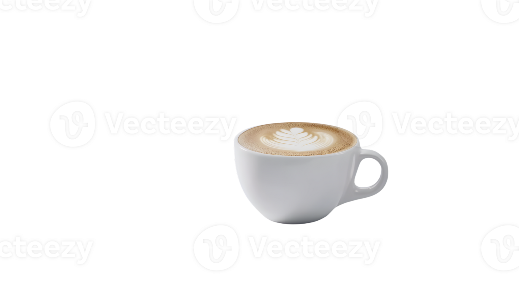 A steaming cup of latte with intricate foam art on a black background perfect for coffee enthu png