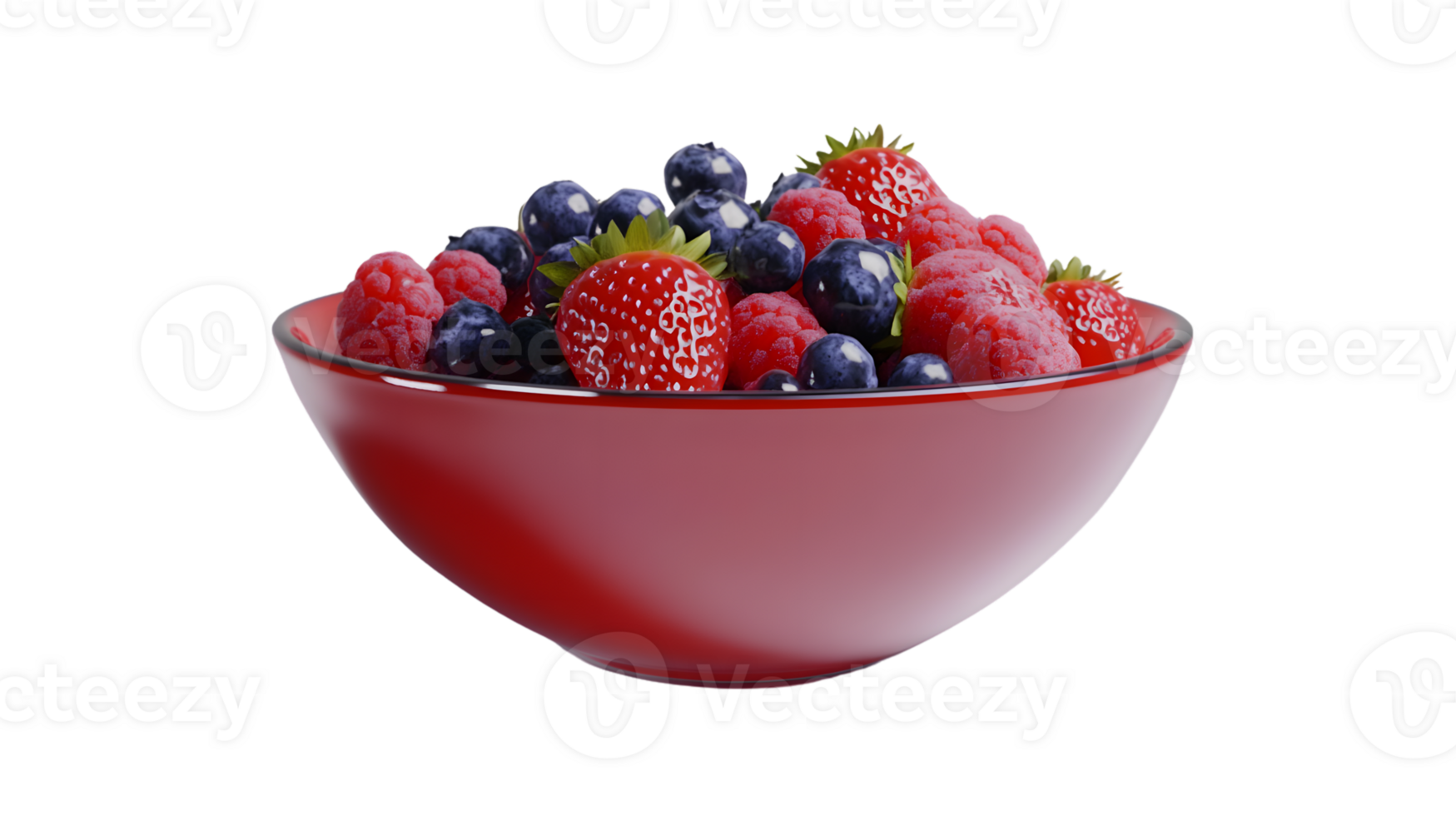 A vibrant bowl of fresh berries including strawberries raspberries and blueberries for health png