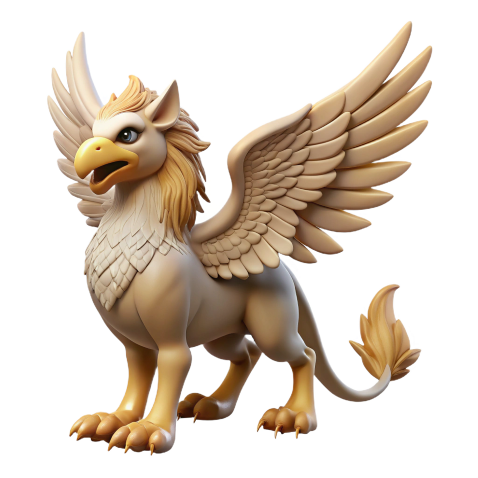 vibrant creative A majestic griffin, wings spread, proud stance professional png