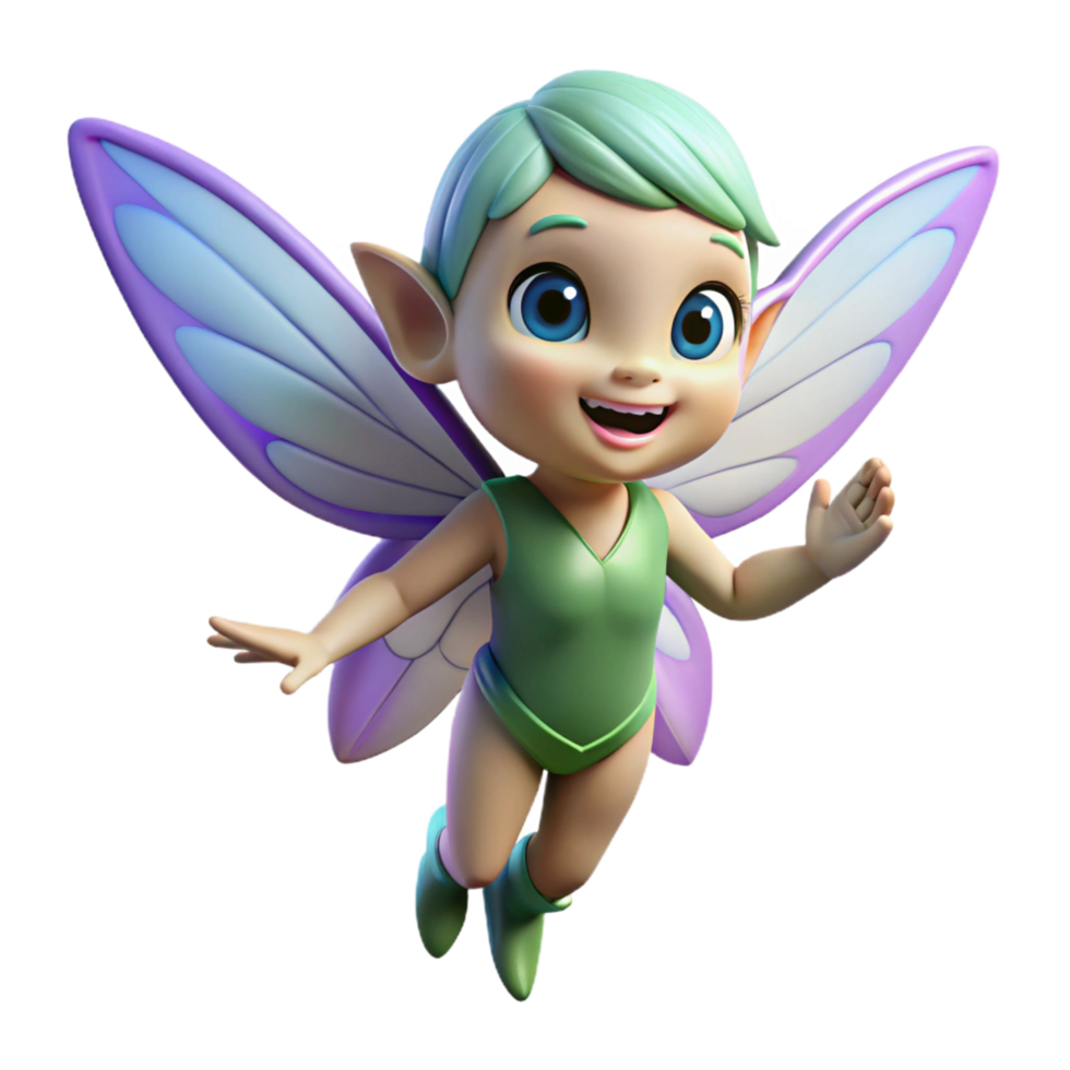 stunning artistic A mischievous pixie, iridescent wings, playful expression original png
