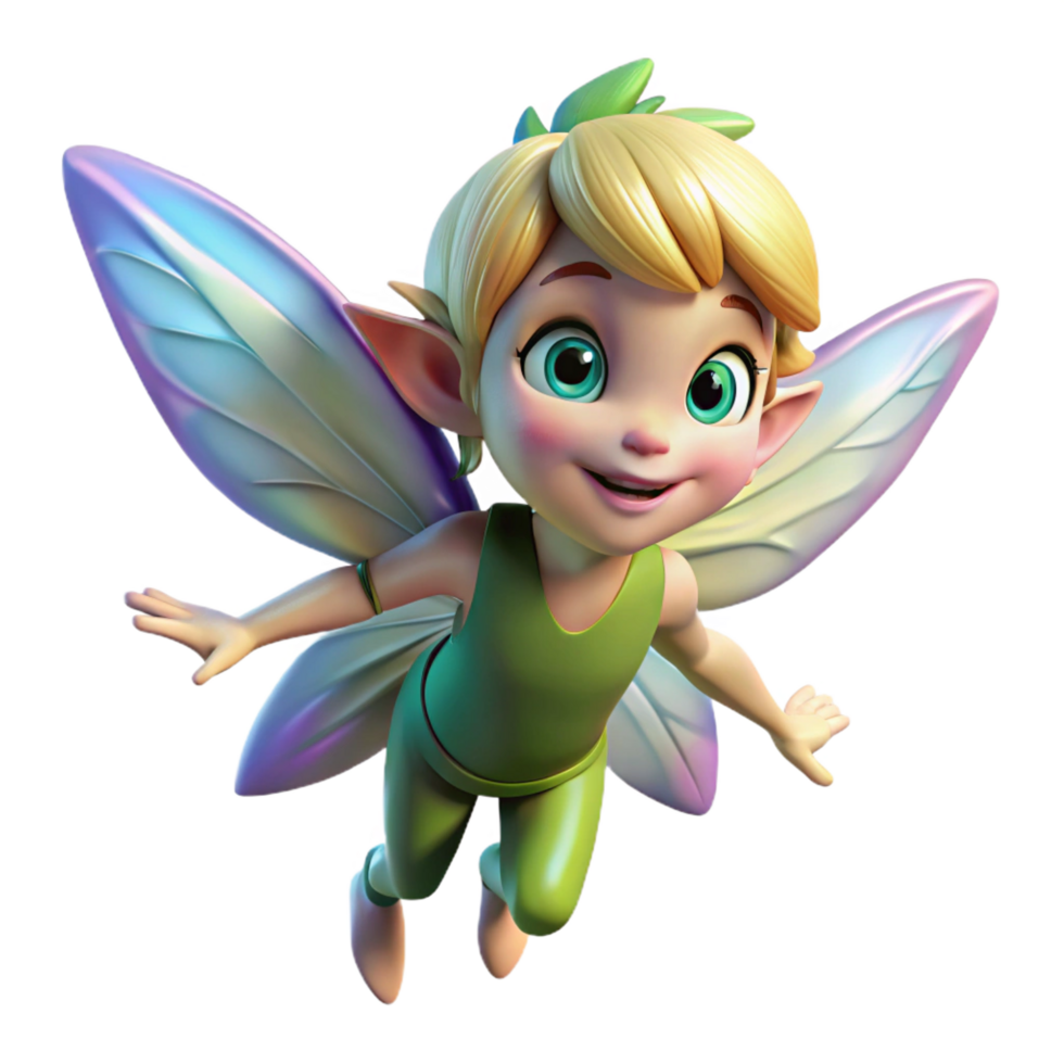 stunning contemporary A mischievous pixie, iridescent wings, playful expression exclusive png