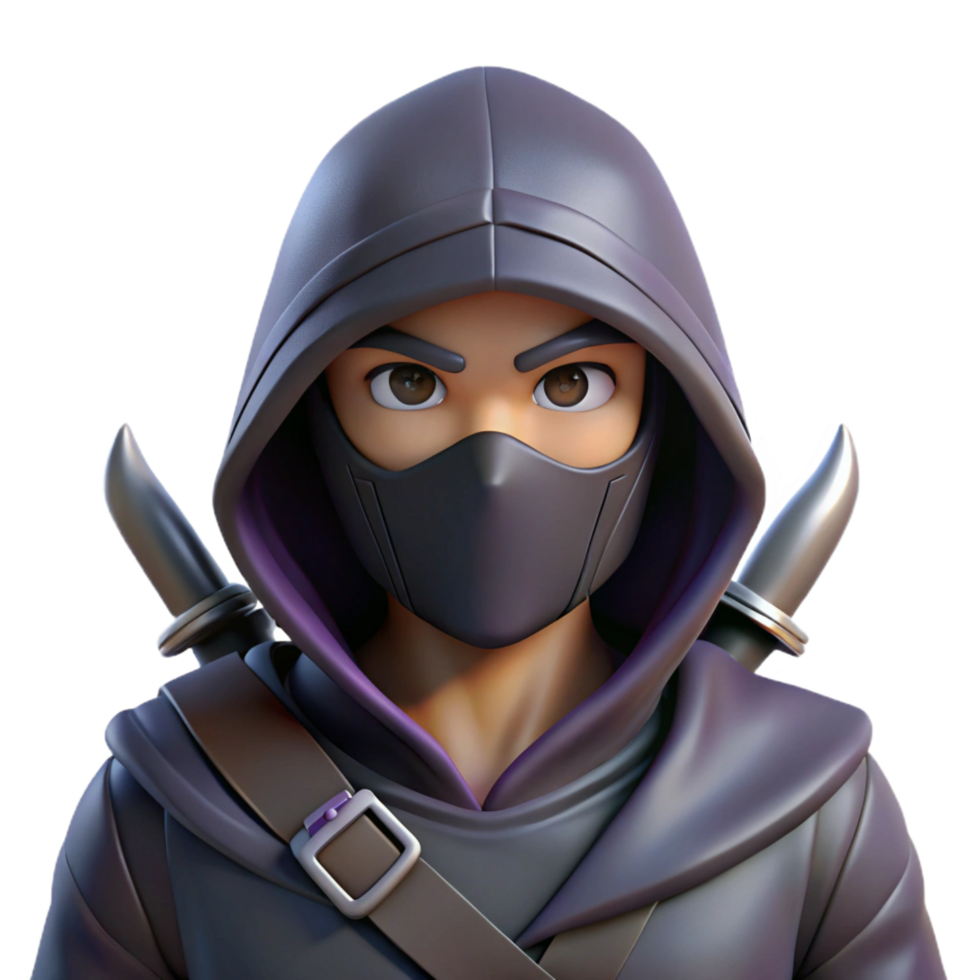 elegant abstract A hooded assassin, dual daggers, hidden face premium png