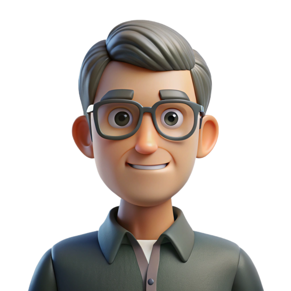 stunning artistic Serious mature man in glasses, authentic png