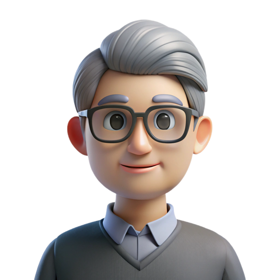 beautiful abstract Serious mature man in glasses, genuine png