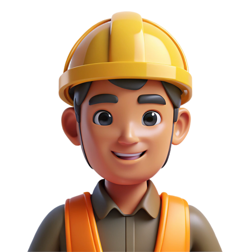 serene artistic Construction worker with hard hat, high resolution png