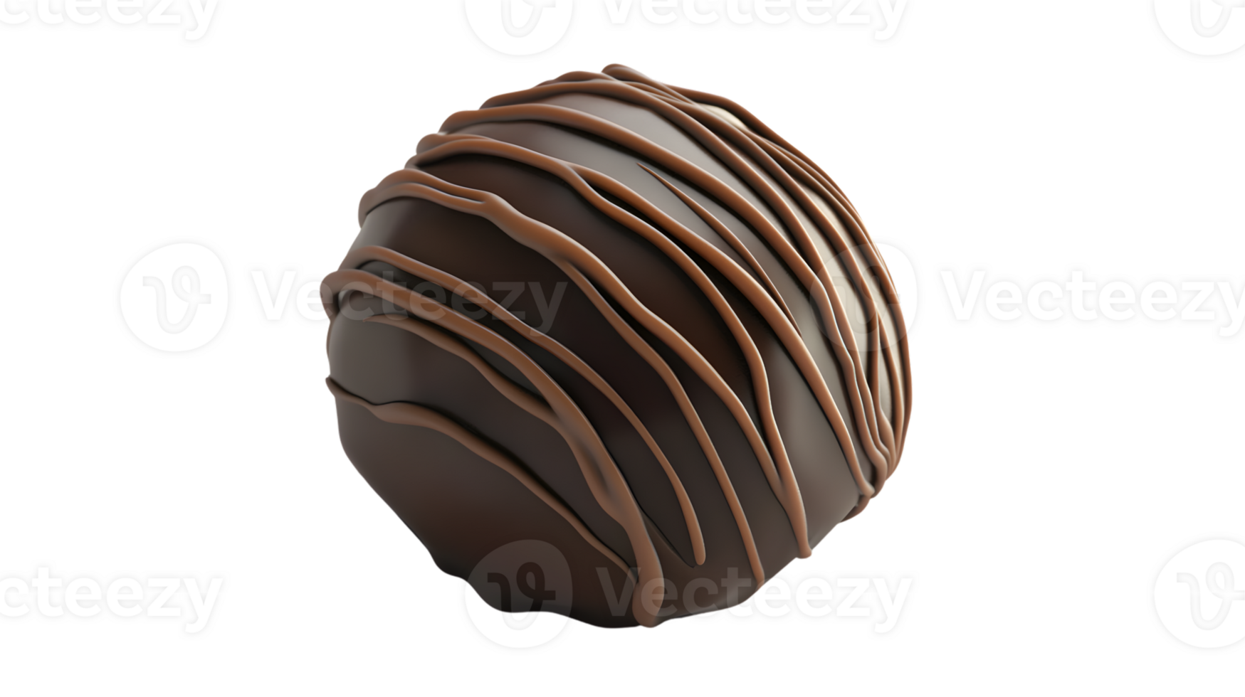 Delicious Chocolate Truffle with Artistic Drizzle Design png