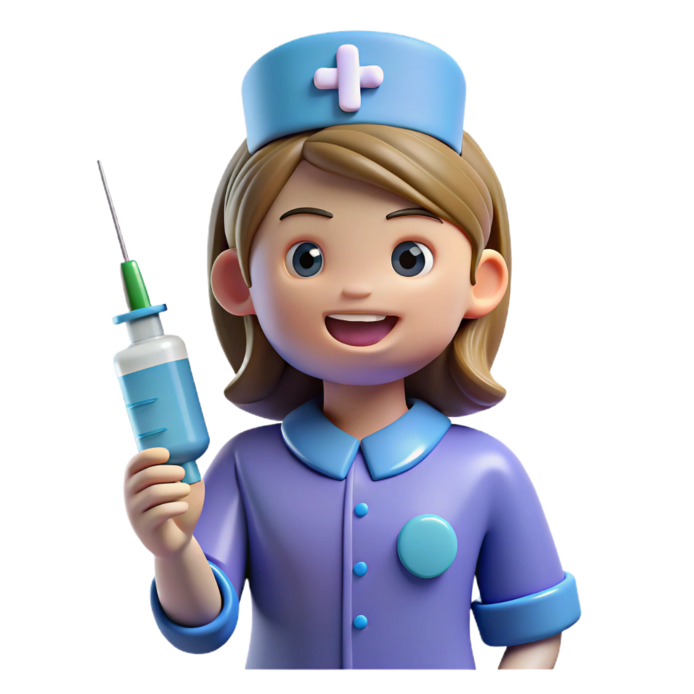 stunning contemporary Nurse in scrubs with syringe, 4K png