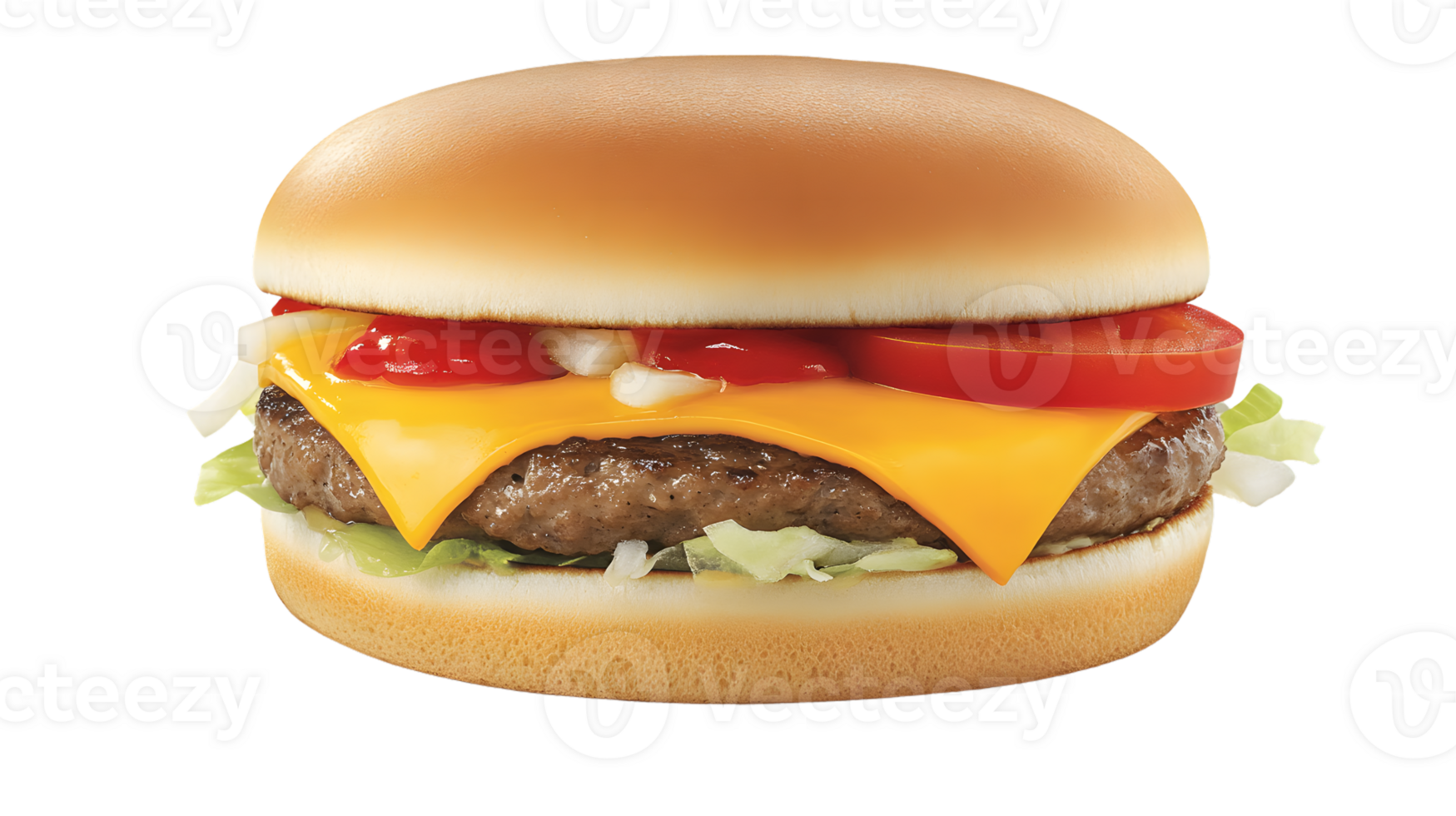 Delicious Cheeseburger with Fresh Ingredients and Tasty Toppings Ideal for Fast Food Menus and png