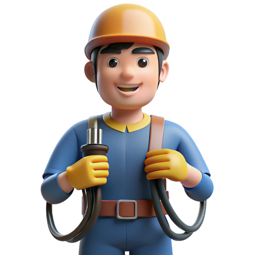 stunning rustic Electrician with wires, authentic png