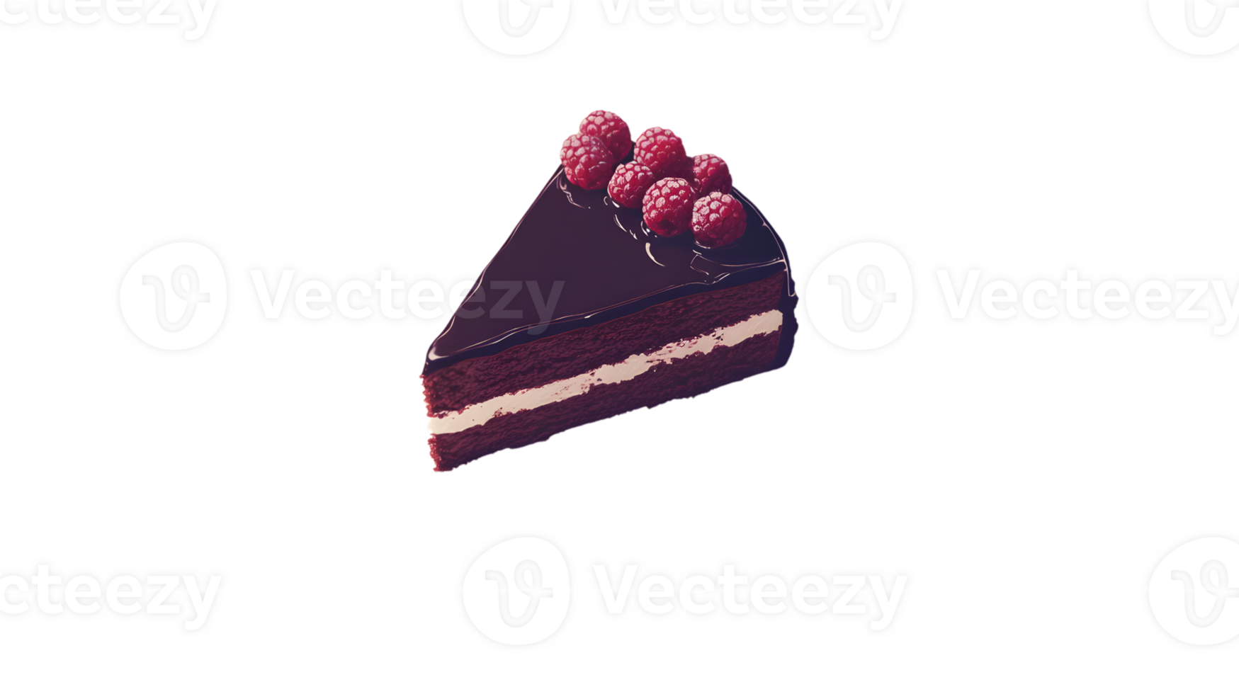 Delicious Slice of Chocolate Cake with Fresh Raspberries Perfect for Dessert Photography and C png