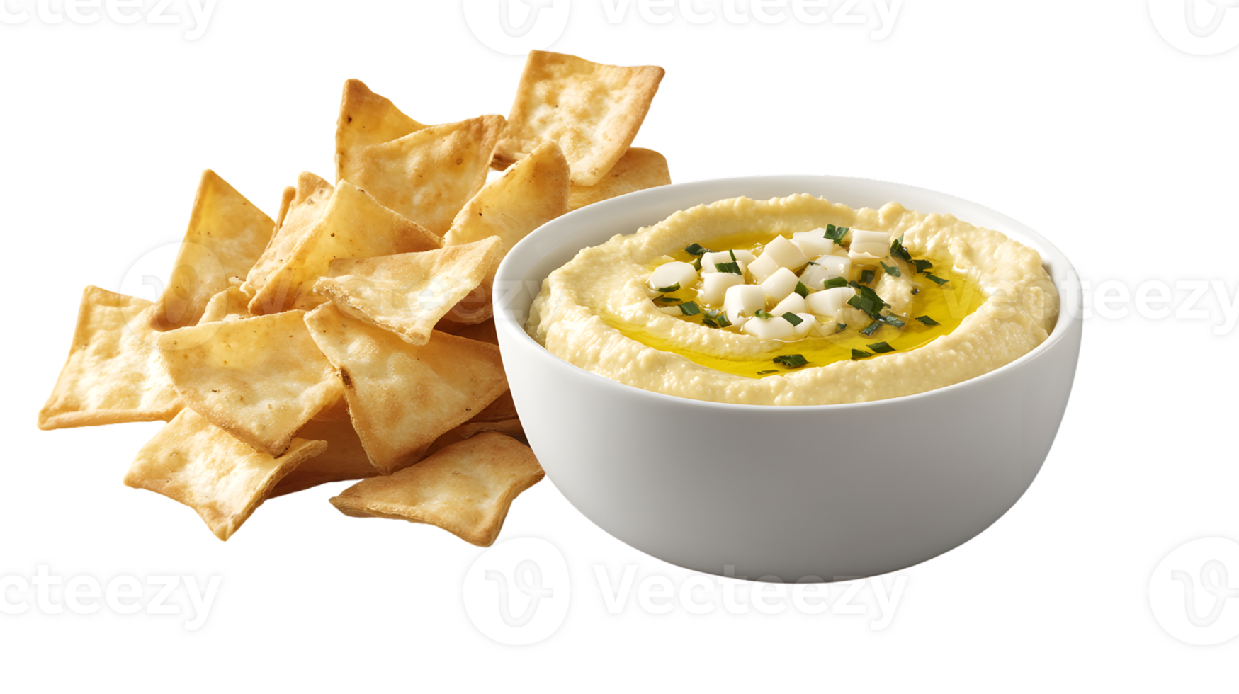 Delicious Hummus with Pita Chips A Perfect Snack or Appetizer for Gatherings and Parties png